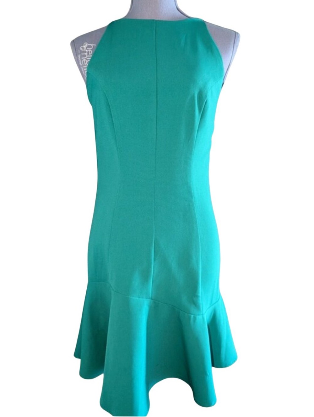 Red Saks Fifth Avenue Emerald Green Ruffle Hem Cocktail Dress Size Small